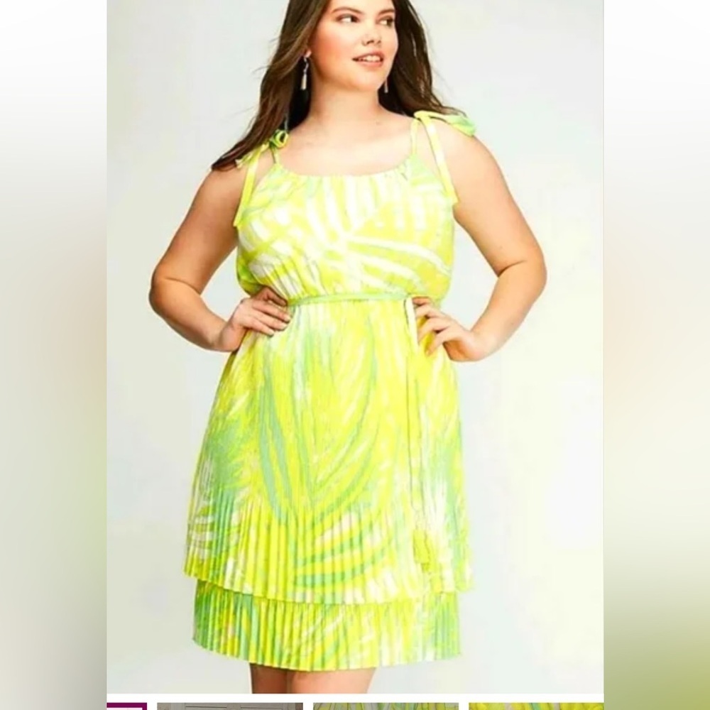 Lane Bryant Asymmetrical Dress in Yellow and Green
